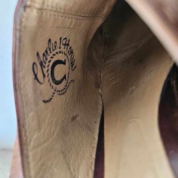 Charlie Horse Vintage Brown Western Cowboy Mule Open Heel Slide Boots Size 6B - Picture 5 of 7